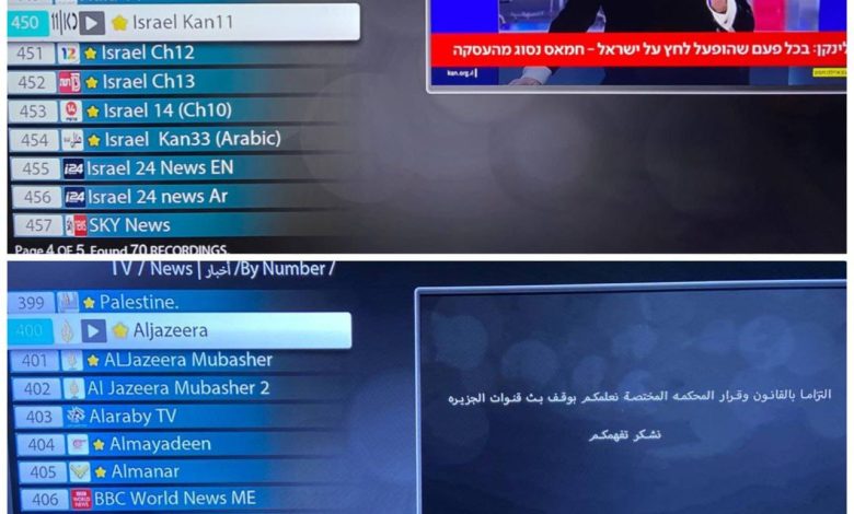 شركة مدى للانترنت تحظر قناة الجزيرة وتُبقي القنوات الإسرائيلية بالضفة