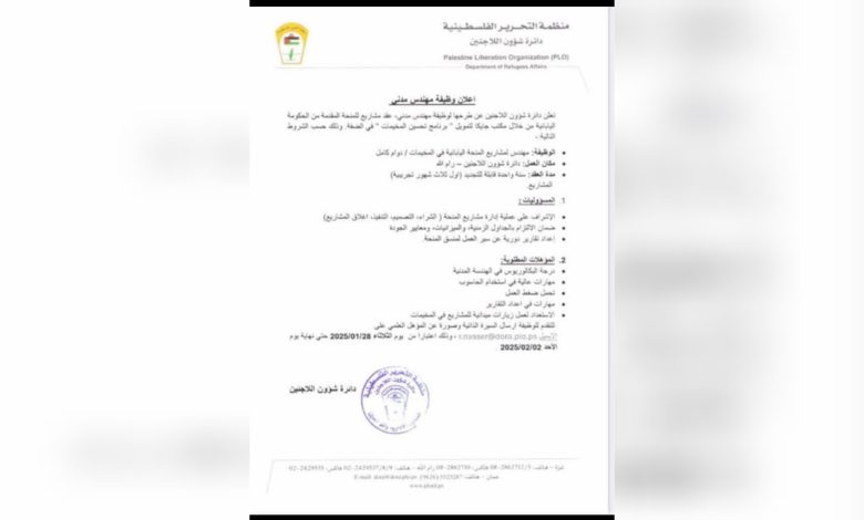 فضيحة.. فساد في طريقة التوظيف داخل دوائر منظمة التحرير